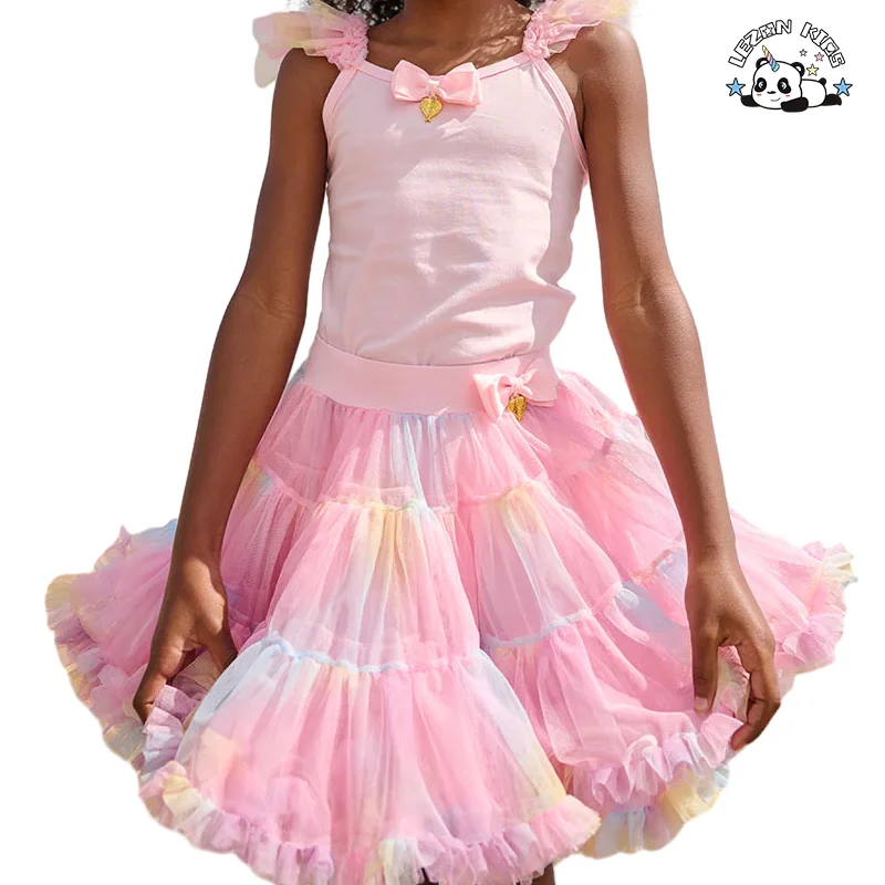 LEZONKIDS - Conjunto de Top de Algodão Fashion e Saia Tutu, Estilo Doce, Conjunto de Roupas para Meninas para Festa Infantil